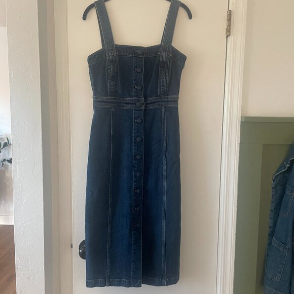 Madewell Denim Covered-Button Dress Size 2 - Picture 3 of 14